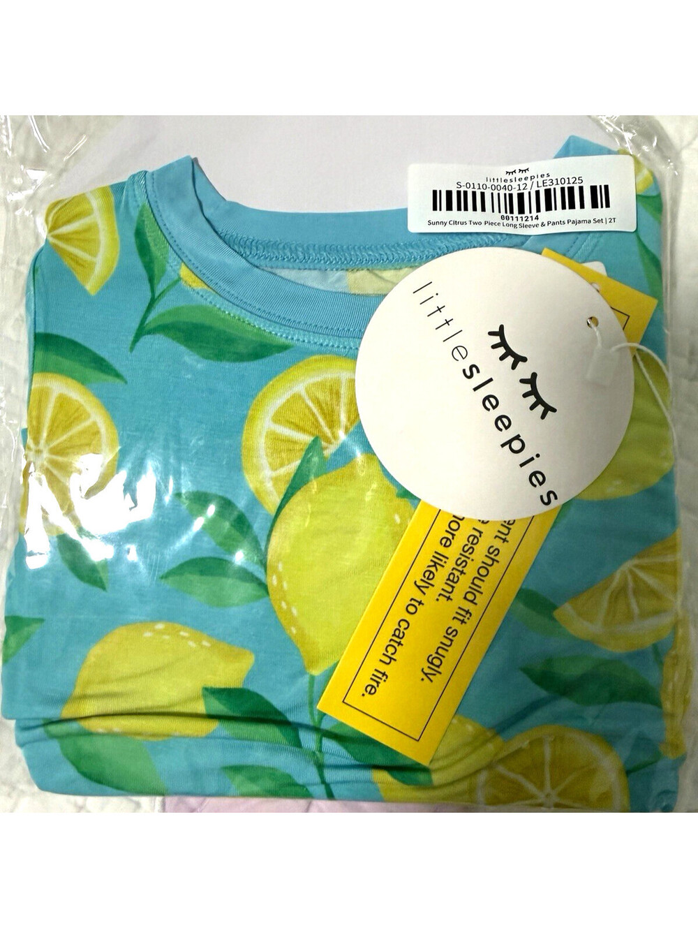 Little Sleepies Sunny Citrus Fruit 2pc Two-Piece Long Sleeve Pajama Set 2T